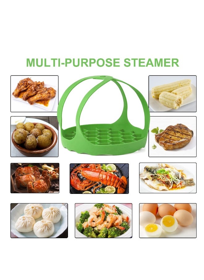21x21x2.5 cmcm Silicone Steamer Sling Portable Non-Stick Steamer Sling Anti-scalding Baking pan Lifting Steamer Rack Egg Steamer Rack and Baking Pan Sling 6 Qt /8 Qt Green 21x21x2.5 cm Green
