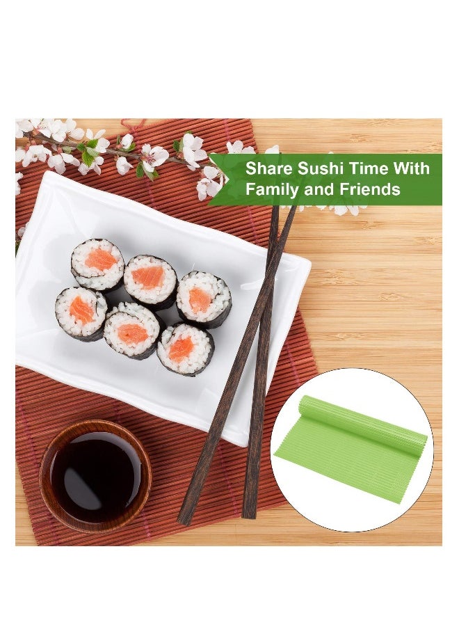 3 Piece Kitchen Sushi Roll Mat Non Stick Sushi Making Kit, Plastic Sushi Roll Maker Homemade, Durable Sushi Mat Roller for Homemade DIY Sushi 8.27 X 9.16 Inch (Red, Green and Blue)
