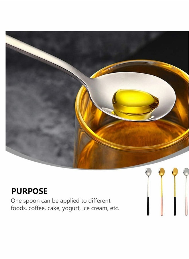 Long Handle Iced Tea Spoon Coffee Spoon Ice Cream Spoon Stainless Steel Stirring Spoons for Iced Coffee Iced Tea Milkshake Sundeas Latte and Other Desserts, 23.5 cm Length, 4 Pcs