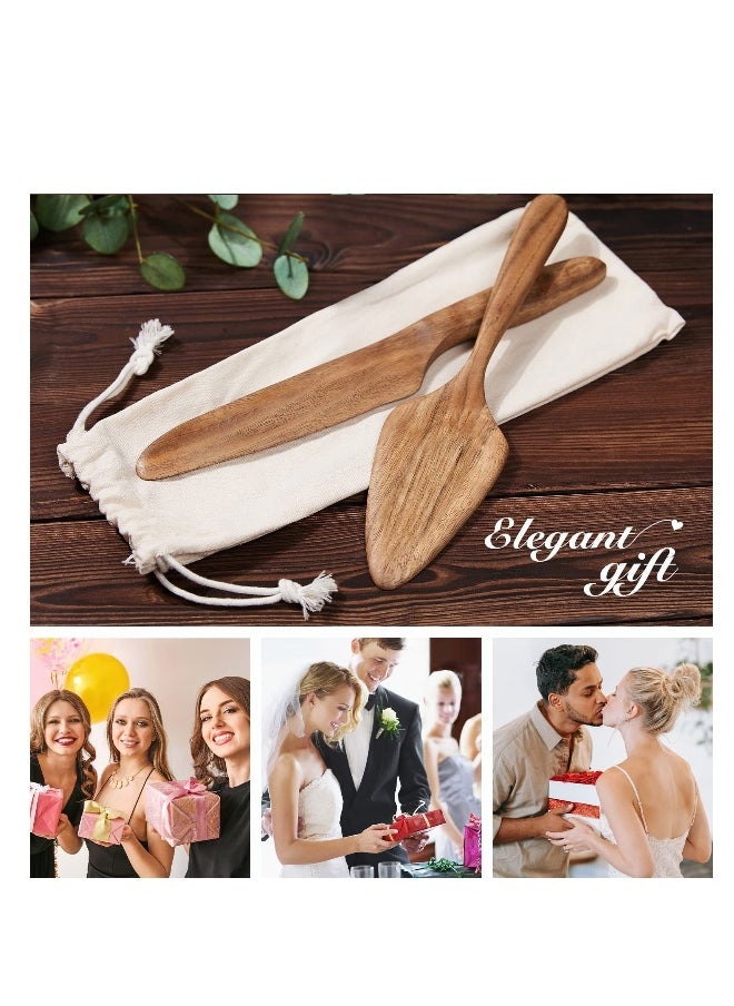 Wedding Cake Knife and Server Set Wooden Cake Cutting Set for Wedding, Rustic Cake Cutter Pie Server Gift for Bridal Shower Anniversary Birthday 2 PC