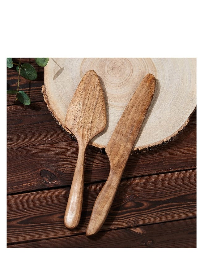 Wedding Cake Knife and Server Set Wooden Cake Cutting Set for Wedding, Rustic Cake Cutter Pie Server Gift for Bridal Shower Anniversary Birthday 2 PC
