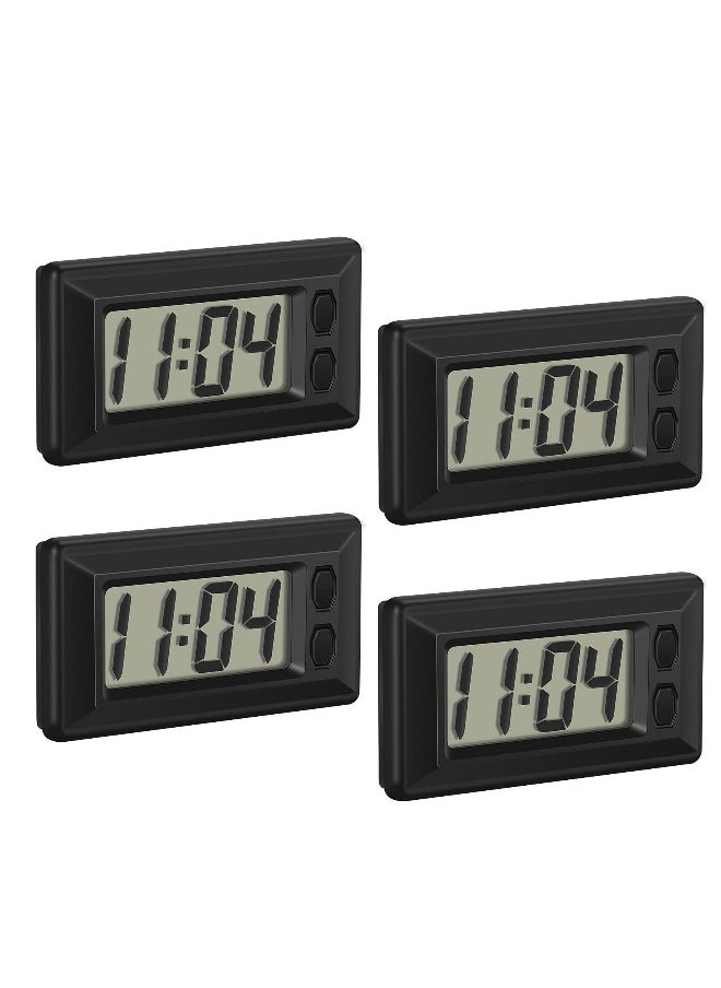 4 Pieces Small Digital Clock Mini Car Clock LCD Car Dashboard Time Clock Vehicle Electronic Clock for Car Truck Home Desk Office