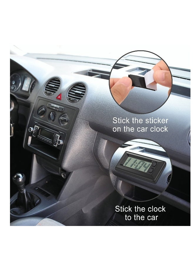 4 Pieces Small Digital Clock Mini Car Clock LCD Car Dashboard Time Clock Vehicle Electronic Clock for Car Truck Home Desk Office