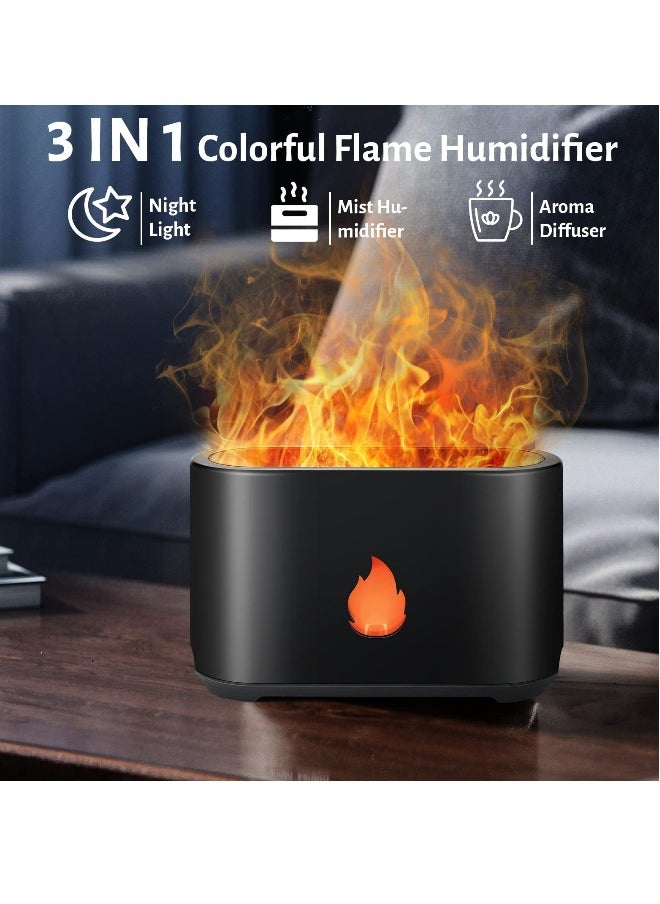 4-Color Flame Diffuser and 200mL Essential Oil Humidifier with Auto Shut-Off, Perfect for Home, Office and Bedroom