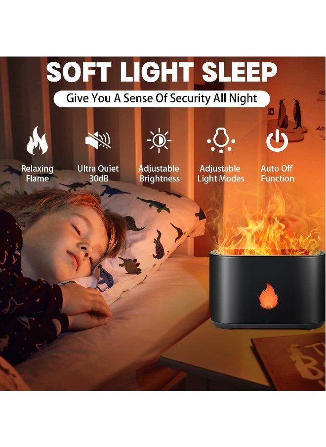 4-Color Flame Diffuser and 200mL Essential Oil Humidifier with Auto Shut-Off, Perfect for Home, Office and Bedroom