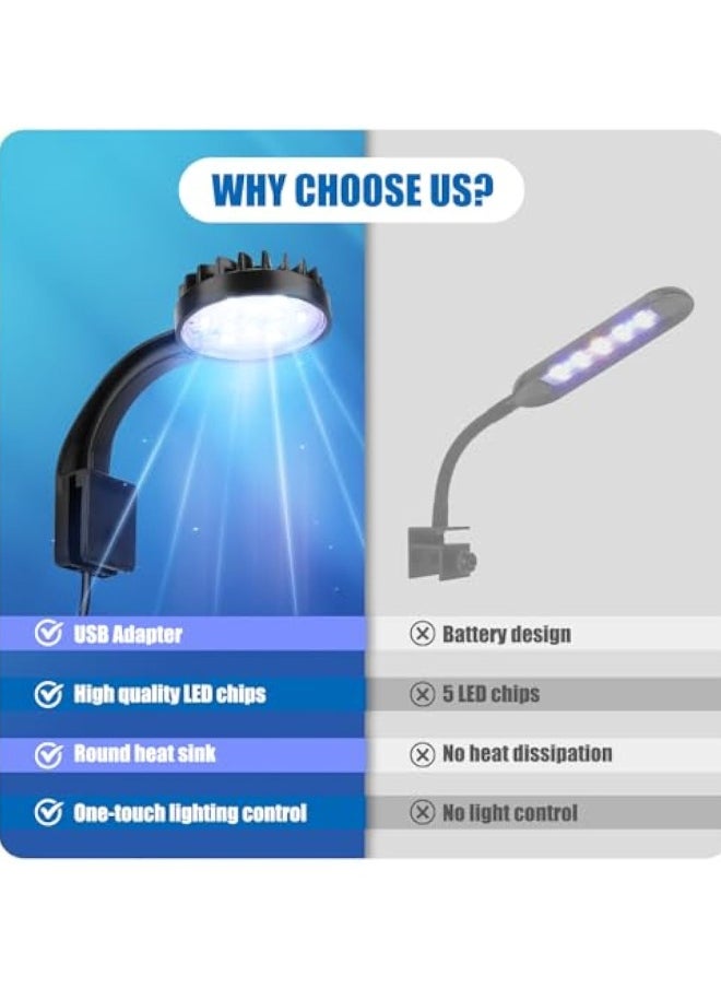 LED Fish Tank Light, Full Spectrum Aquarium Light with Waterproof Fixing Clip, 5W USB Fish Lamp Aquarium Lighting, for Small Fish Tank, Freshwater and Planted Tank(Adapter Not Included,Energy Class E)
