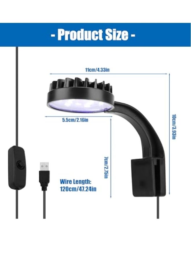 LED Fish Tank Light, Full Spectrum Aquarium Light with Waterproof Fixing Clip, 5W USB Fish Lamp Aquarium Lighting, for Small Fish Tank, Freshwater and Planted Tank(Adapter Not Included,Energy Class E)