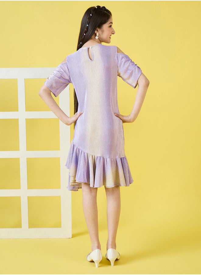 Ombre Striped Asymmetric A-Line Dress by Styli