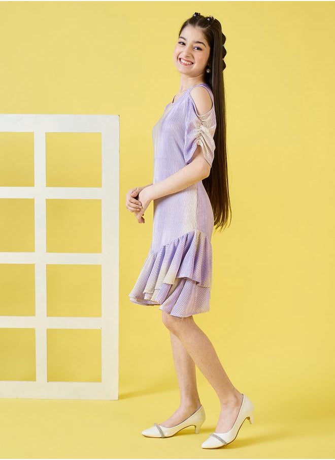 Ombre Striped Asymmetric A-Line Dress by Styli