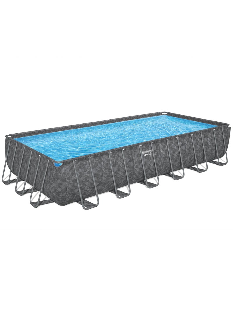 Bestway Rectangular Pool Set Power Steel 732x366x132cm | Family Swimming Pool with Ladder | Above Ground Pool | Backyard Pool | Steel Framed Pool | Summer Fun with Friends and Family