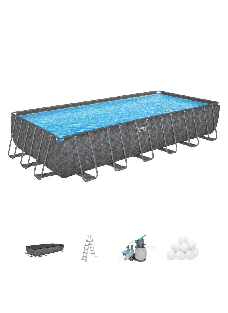 Bestway Rectangular Pool Set Power Steel 732x366x132cm | Family Swimming Pool with Ladder | Above Ground Pool | Backyard Pool | Steel Framed Pool | Summer Fun with Friends and Family