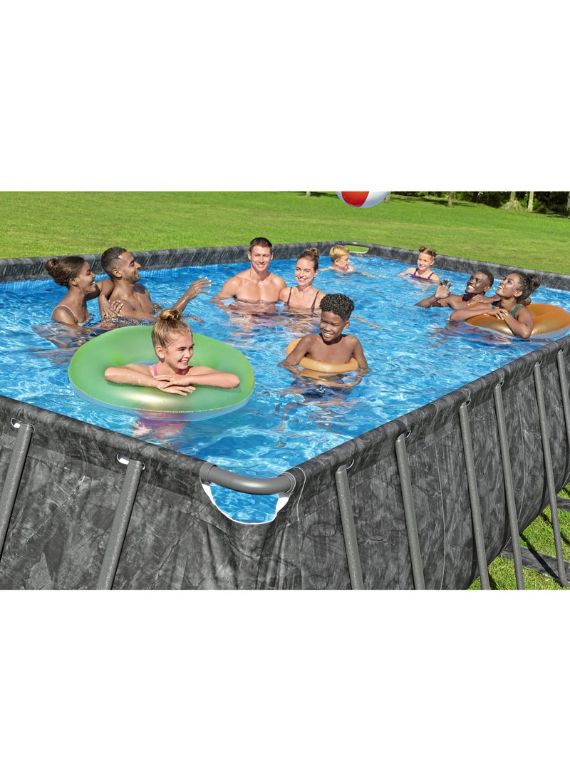 Bestway Rectangular Pool Set Power Steel 732x366x132cm | Family Swimming Pool with Ladder | Above Ground Pool | Backyard Pool | Steel Framed Pool | Summer Fun with Friends and Family