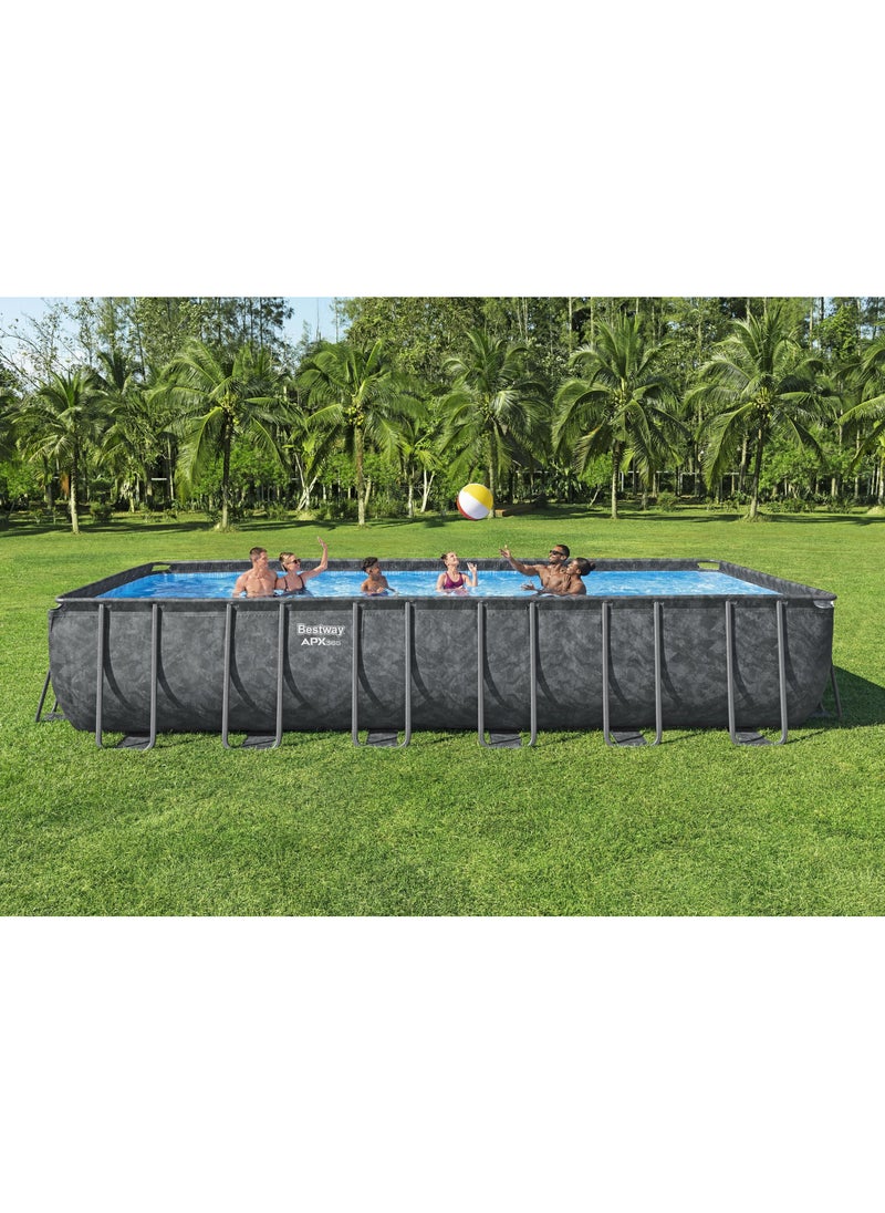Bestway Rectangular Pool Set Power Steel 732x366x132cm | Family Swimming Pool with Ladder | Above Ground Pool | Backyard Pool | Steel Framed Pool | Summer Fun with Friends and Family