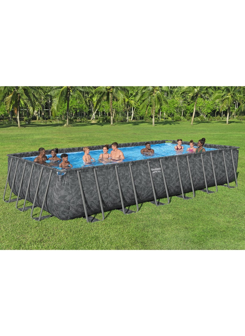 Bestway Rectangular Pool Set Power Steel 732x366x132cm | Family Swimming Pool with Ladder | Above Ground Pool | Backyard Pool | Steel Framed Pool | Summer Fun with Friends and Family