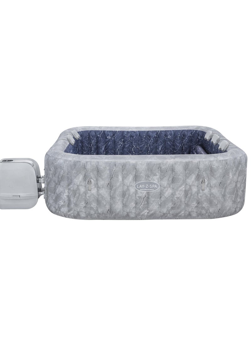 Bestway Airjet Lay-Z Spa San Francisco Premium Inflatable Hot Tub 230x71cm | 5-7 Adults | Square Portable Hot Tub | Spa-Like Experience Tub | Relaxation and Comfor for your Family and Friends