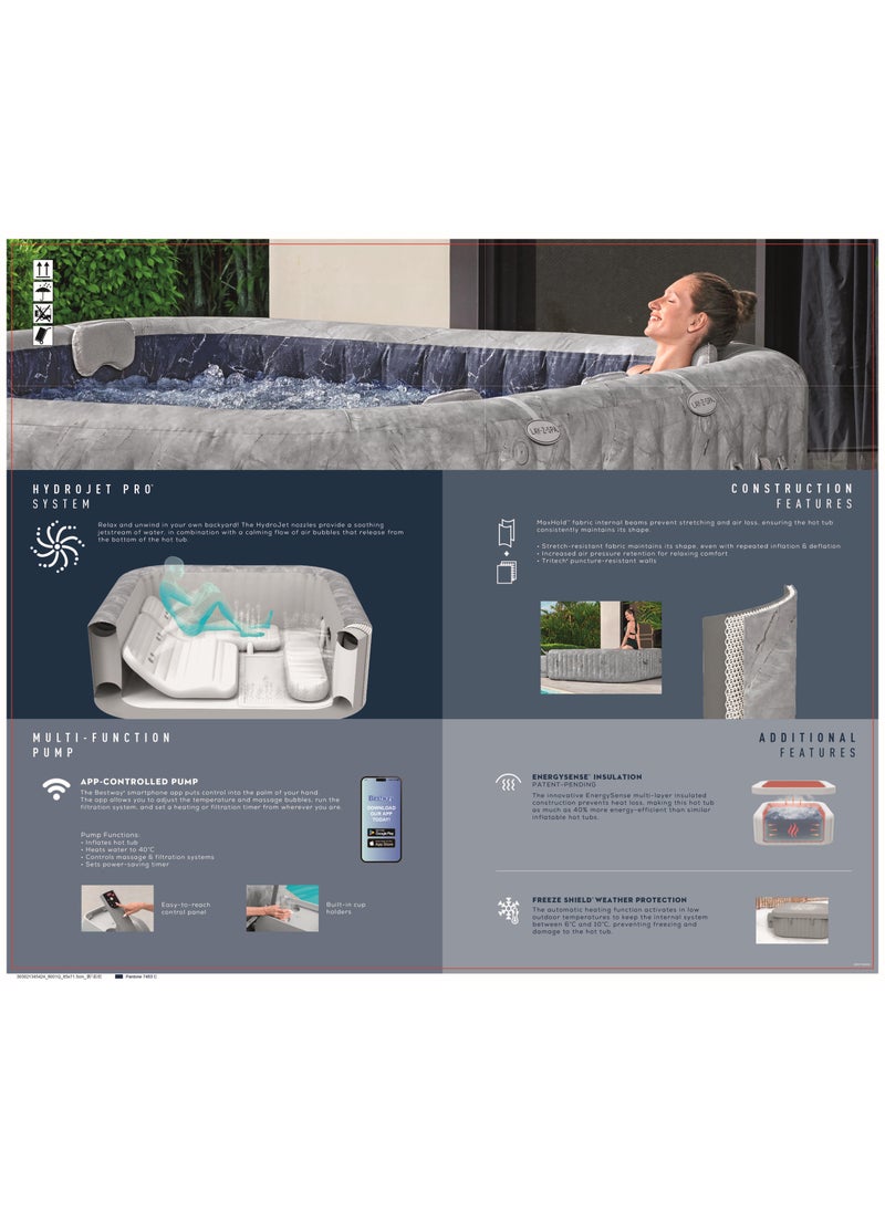 Bestway Airjet Lay-Z Spa San Francisco Premium Inflatable Hot Tub 230x71cm | 5-7 Adults | Square Portable Hot Tub | Spa-Like Experience Tub | Relaxation and Comfor for your Family and Friends