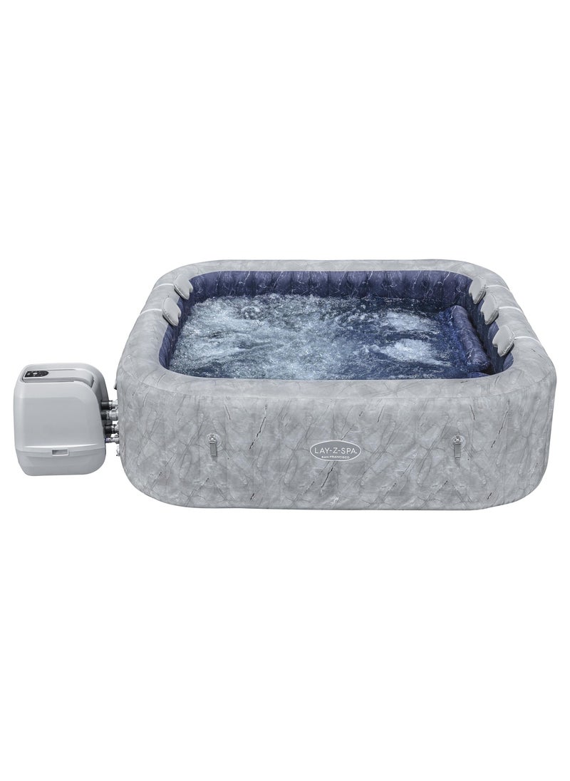 Bestway Airjet Lay-Z Spa San Francisco Premium Inflatable Hot Tub 230x71cm | 5-7 Adults | Square Portable Hot Tub | Spa-Like Experience Tub | Relaxation and Comfor for your Family and Friends