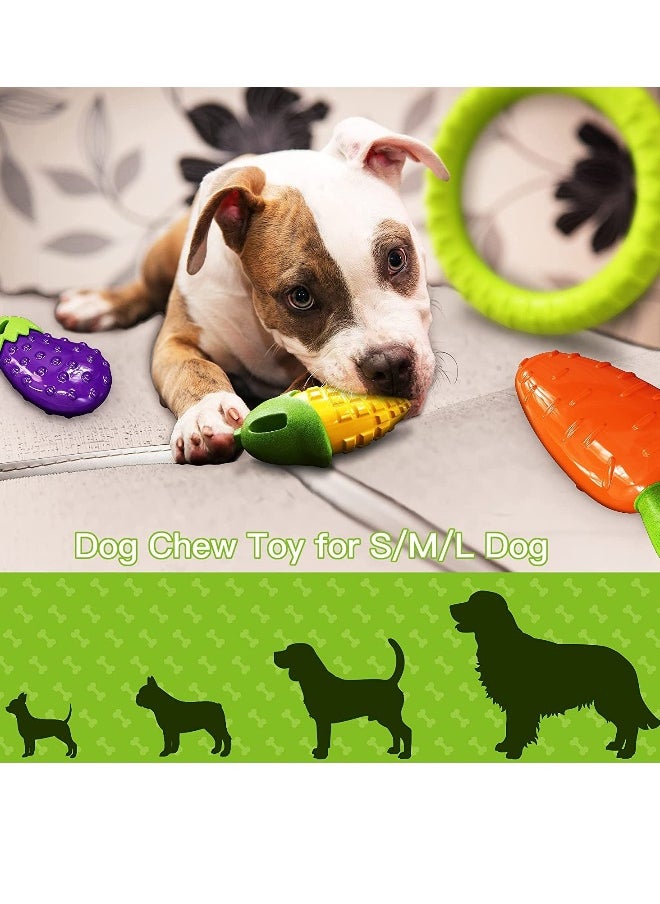 SYOSI Dog Toys for Aggressive Chewers Large Medium Small Breed Dog Chew Toys for Aggressive Chewers Indestructible Tough Durable Dog Toys Pack with 3 Squeaky Toys and 1 Ring Toy Best Dog Gifts