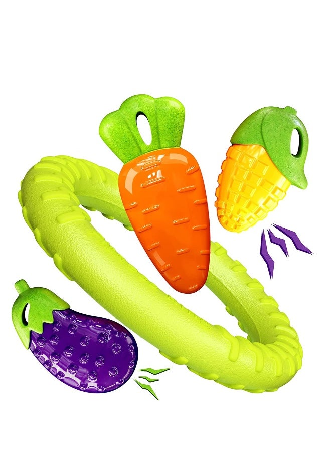 SYOSI Dog Toys for Aggressive Chewers Large Medium Small Breed Dog Chew Toys for Aggressive Chewers Indestructible Tough Durable Dog Toys Pack with 3 Squeaky Toys and 1 Ring Toy Best Dog Gifts