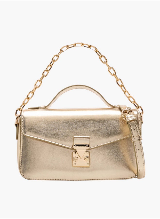 Women's Monogram Print Crossbody Bag with Adjustable Strap and Twist Lock