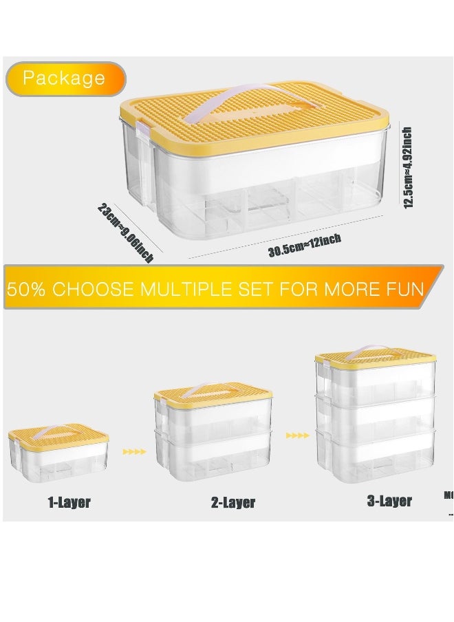 Kids Toy Storage Box for Lego Miniature Containers Bins with Base Plates Lids Stackable Building Blocks Organizers Stackable Storage Container Compartments Building Blocks Puzzle Board Game Chest