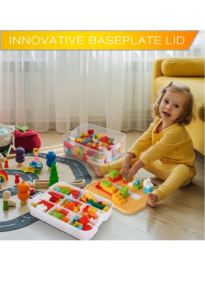 Kids Toy Storage Box for Lego Miniature Containers Bins with Base Plates Lids Stackable Building Blocks Organizers Stackable Storage Container Compartments Building Blocks Puzzle Board Game Chest