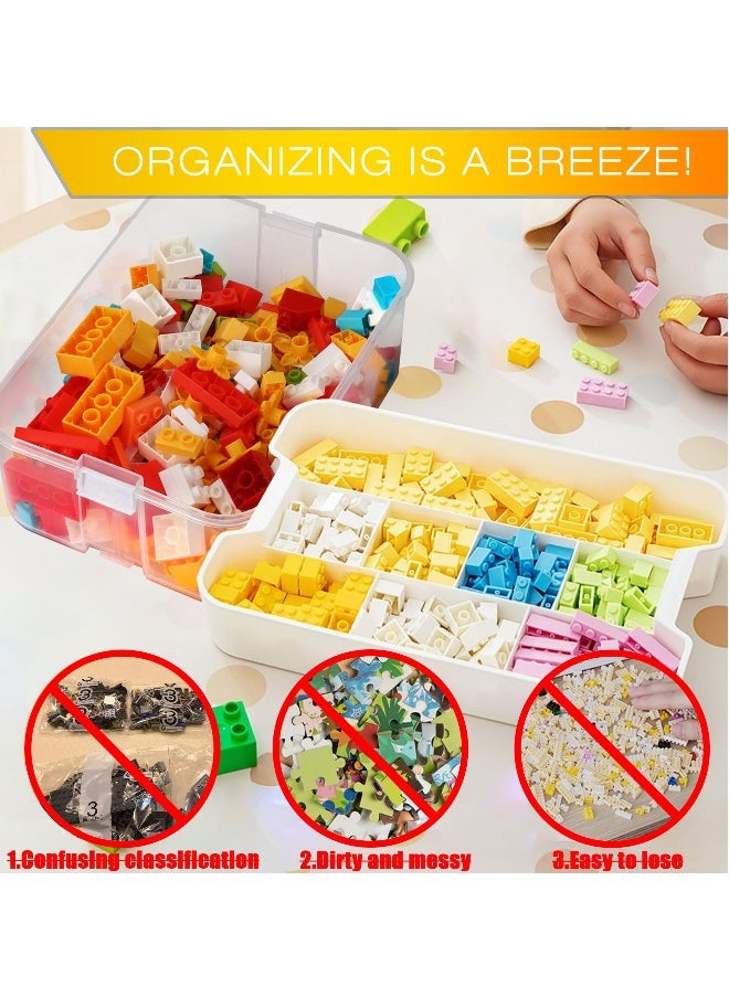 Kids Toy Storage Box for Lego Miniature Containers Bins with Base Plates Lids Stackable Building Blocks Organizers Stackable Storage Container Compartments Building Blocks Puzzle Board Game Chest