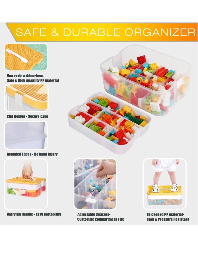Kids Toy Storage Box for Lego Miniature Containers Bins with Base Plates Lids Stackable Building Blocks Organizers Stackable Storage Container Compartments Building Blocks Puzzle Board Game Chest