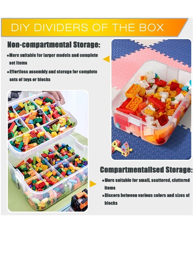 Kids Toy Storage Box for Lego Miniature Containers Bins with Base Plates Lids Stackable Building Blocks Organizers Stackable Storage Container Compartments Building Blocks Puzzle Board Game Chest