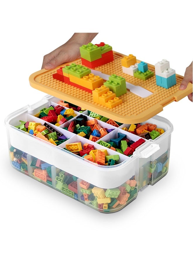 Kids Toy Storage Box for Lego Miniature Containers Bins with Base Plates Lids Stackable Building Blocks Organizers Stackable Storage Container Compartments Building Blocks Puzzle Board Game Chest