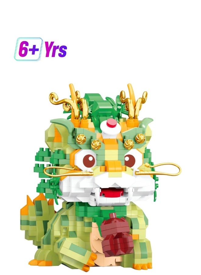 Auspicious Dragon 2024 Building Set for Adults，Small Cute Animals Lion Dance Auspicious Lunar New Year Home Decor,STEM Educational Toys Theme for Kid Boy Girl Adult 877 Pcs