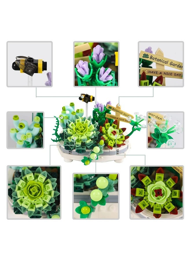 Creative Mini Bricks Bonsai Model Set - DIY Succulent Plant Building Blocks Toy, Botanical Collection (Not Compatible with Lego)