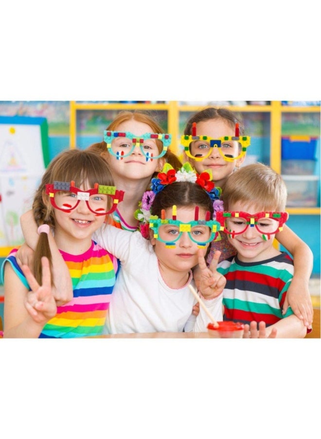 DIY Building Bricks Toys, Glasses Building Blocks Games for Kids Birthday Party Favor Block Theme Party Supplies