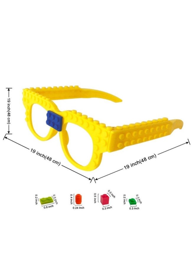 DIY Building Bricks Toys, Glasses Building Blocks Games for Kids Birthday Party Favor Block Theme Party Supplies