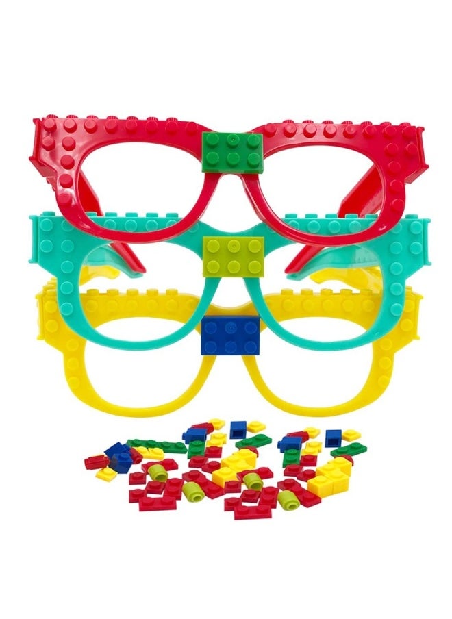 DIY Building Bricks Toys, Glasses Building Blocks Games for Kids Birthday Party Favor Block Theme Party Supplies