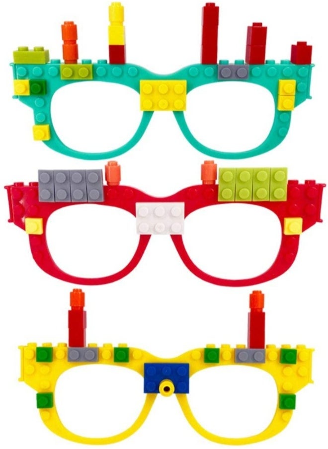 DIY Building Bricks Toys, Glasses Building Blocks Games for Kids Birthday Party Favor Block Theme Party Supplies