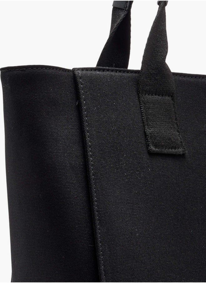 Women's Solid Tote Bag with Zip Closure and Double Handle