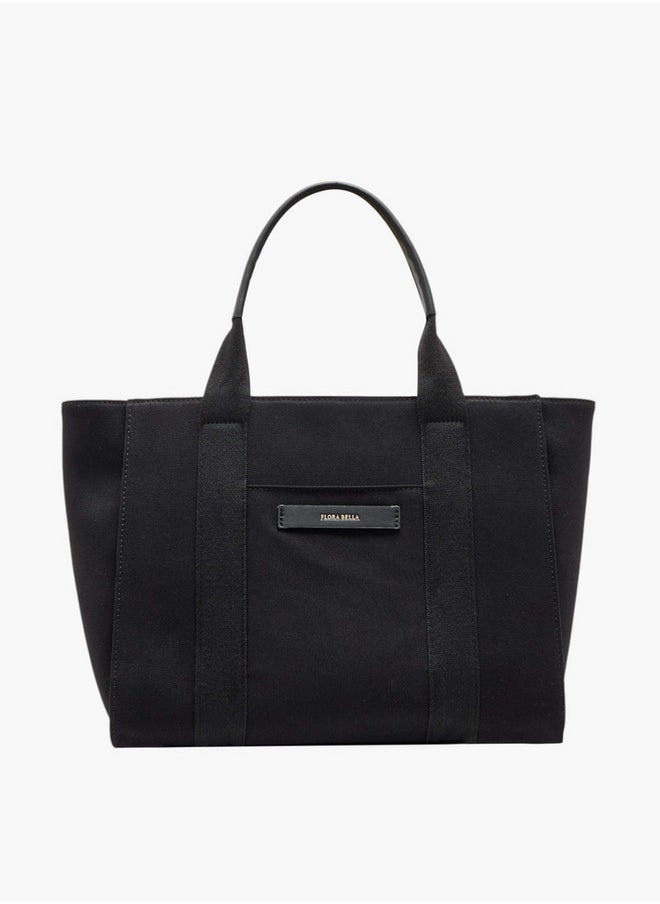 Women's Solid Tote Bag with Zip Closure and Double Handle