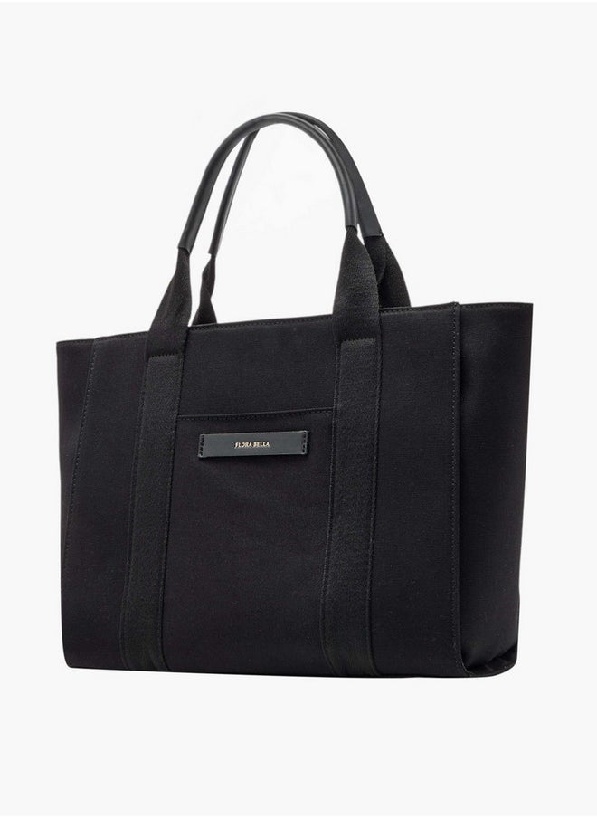 Women's Solid Tote Bag with Zip Closure and Double Handle