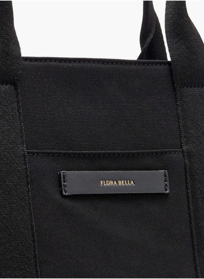 Women's Solid Tote Bag with Zip Closure and Double Handle