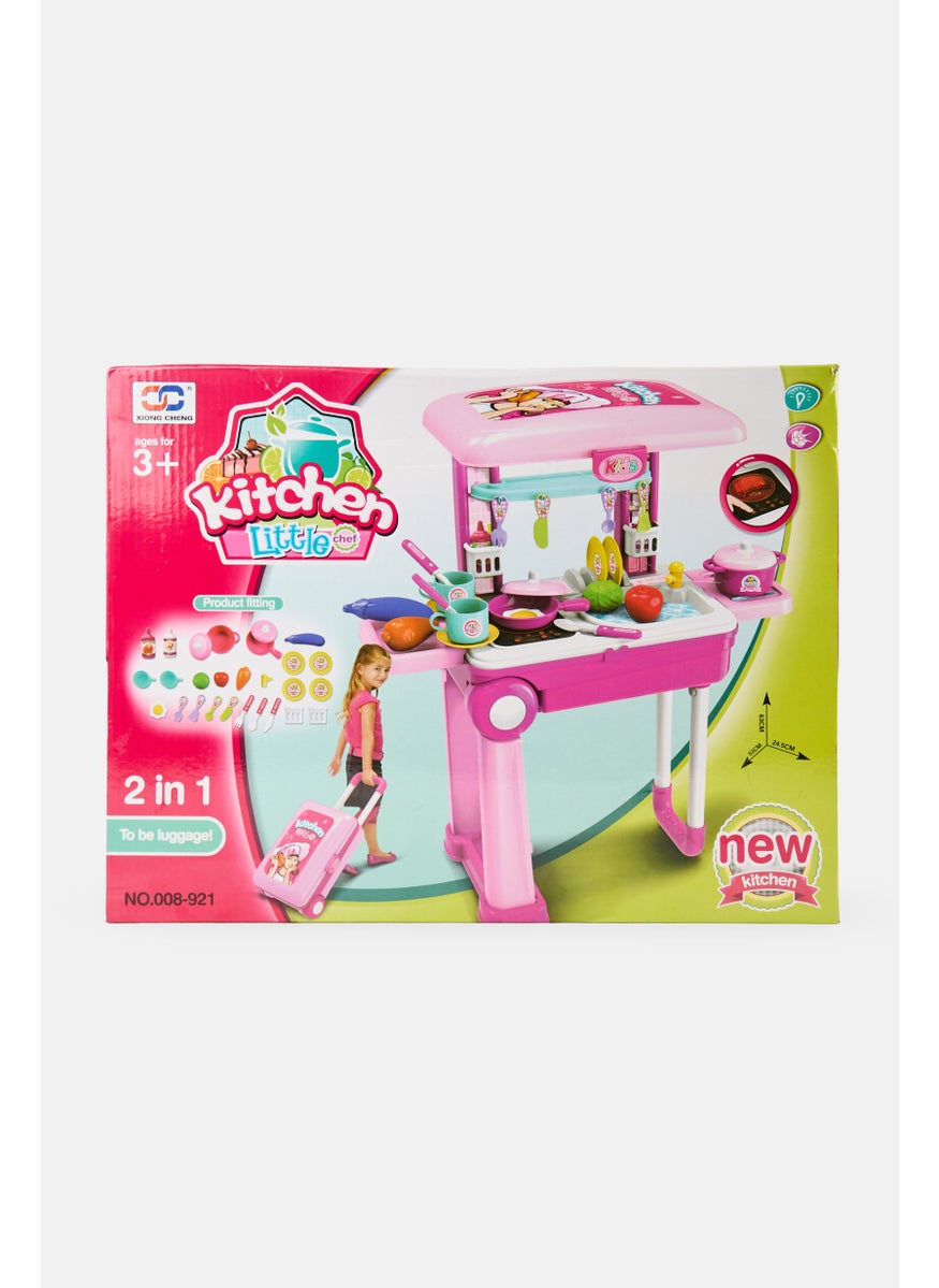 2 in 1 Kitchen Play Set with Suitcase Trolley