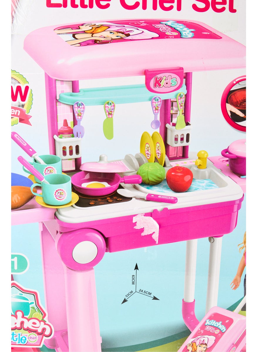 2 in 1 Kitchen Play Set with Suitcase Trolley