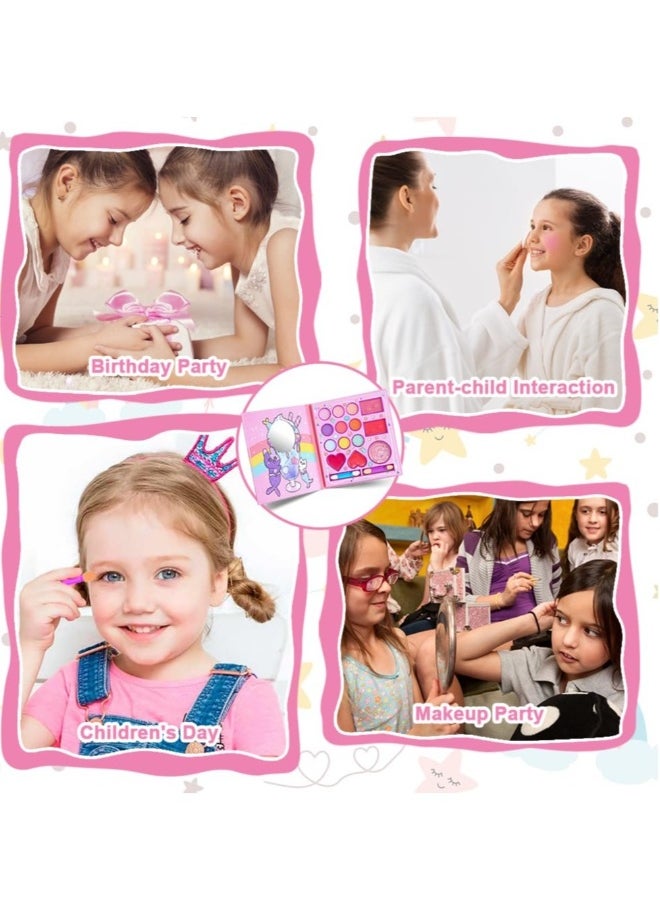 Kids Makeup Sets for Girls, 14 Colors Washable Children's Make Up Kit with Mirror, Non-Toxic Cosmetic Beauty Set Gift for Kids, Princess Pretend Play Games Toys Birthday, for Girls