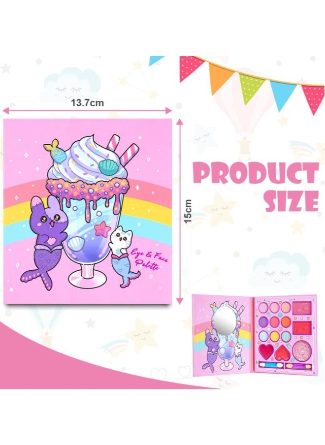 Kids Makeup Sets for Girls, 14 Colors Washable Children's Make Up Kit with Mirror, Non-Toxic Cosmetic Beauty Set Gift for Kids, Princess Pretend Play Games Toys Birthday, for Girls