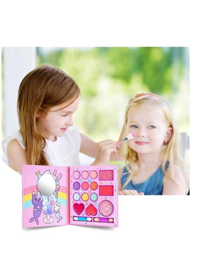 Kids Makeup Sets for Girls, 14 Colors Washable Children's Make Up Kit with Mirror, Non-Toxic Cosmetic Beauty Set Gift for Kids, Princess Pretend Play Games Toys Birthday, for Girls