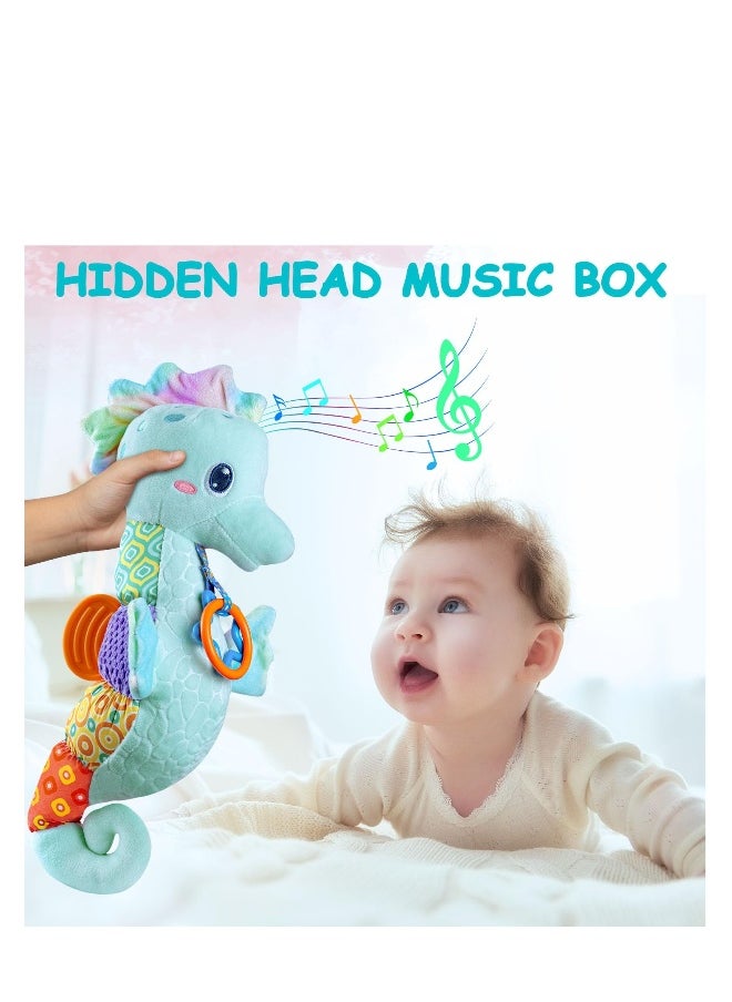 Plush Musical Toys, Cute Stuffed Animal Infant Toys with Light & Sounds, Multi-Textures & Rattles, Baby Stuffed Wobble Musical Toy, Roly-Poly Sensory Toy Birthday Gift for Newborn Boys & Girls