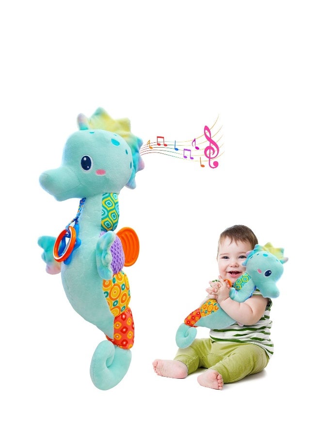Plush Musical Toys, Cute Stuffed Animal Infant Toys with Light & Sounds, Multi-Textures & Rattles, Baby Stuffed Wobble Musical Toy, Roly-Poly Sensory Toy Birthday Gift for Newborn Boys & Girls