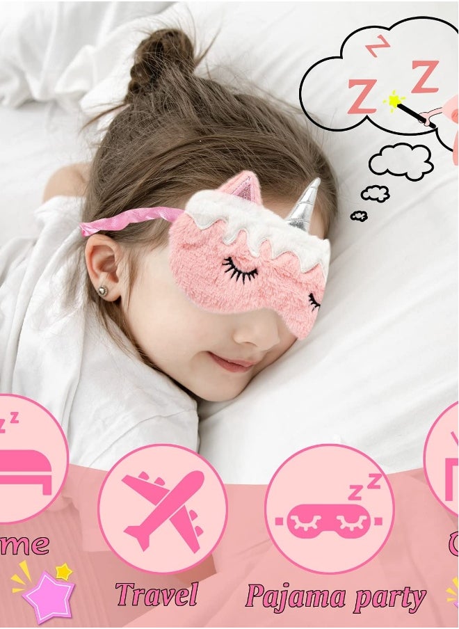 Cute Plush Unicorn Eye Masks - Funny Animal Design Sleeping Masks for Women, Kids, Girls, and Adults - Perfect for Travel, Naps, and Night Sleep (6 Pack)