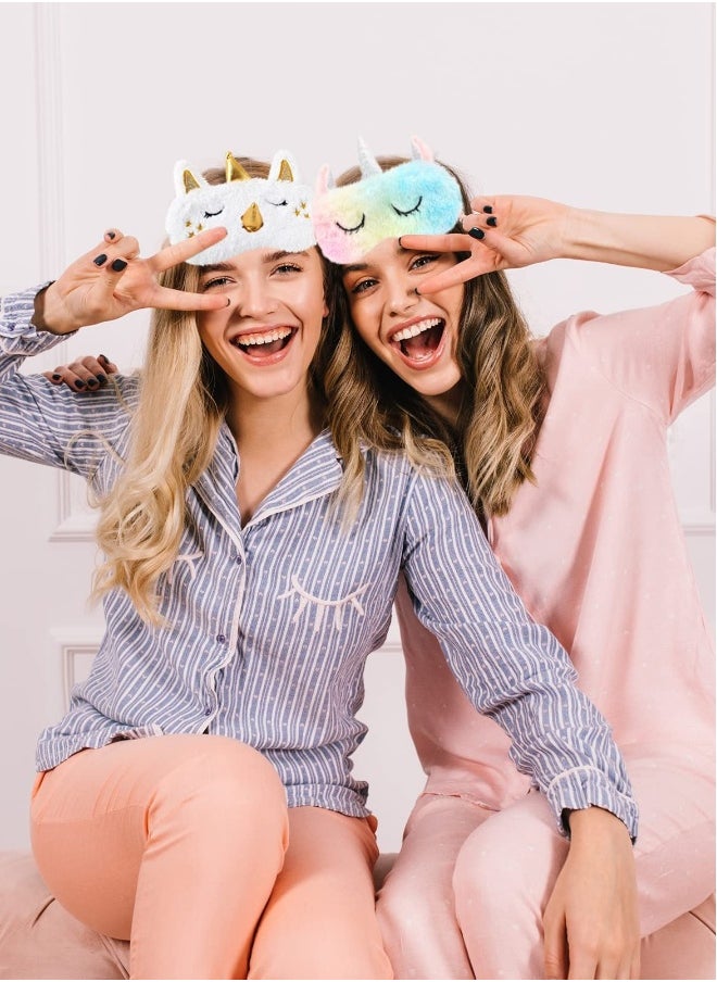 Cute Plush Unicorn Eye Masks - Funny Animal Design Sleeping Masks for Women, Kids, Girls, and Adults - Perfect for Travel, Naps, and Night Sleep (6 Pack)