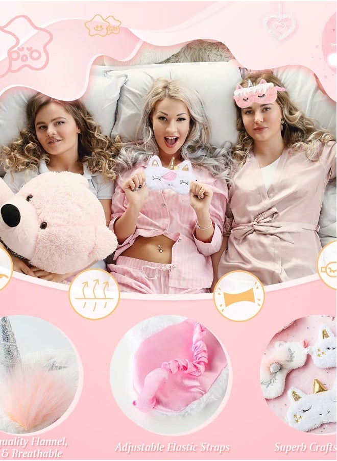 Cute Plush Unicorn Eye Masks - Funny Animal Design Sleeping Masks for Women, Kids, Girls, and Adults - Perfect for Travel, Naps, and Night Sleep (6 Pack)